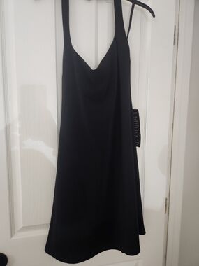 Black Slip Dress - Women's Sleeveless V-Neck PTP 15